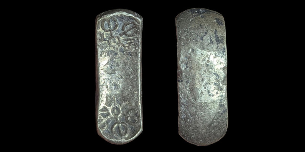 ⭐INDIA⭐. Ancient GANDHARA JANAPADA Authentic OLD 600 B.C Silver Coin Bent Bar.