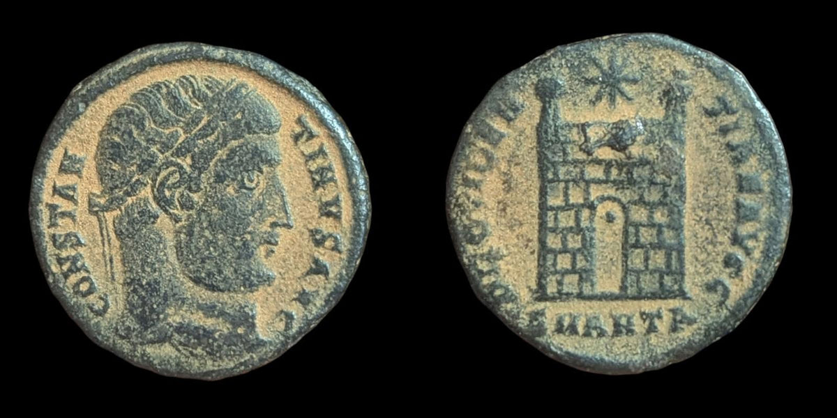 Constantius II, as Caesar, 324-337. AE Follis 2.9 g. Antiochia Campgate Coin