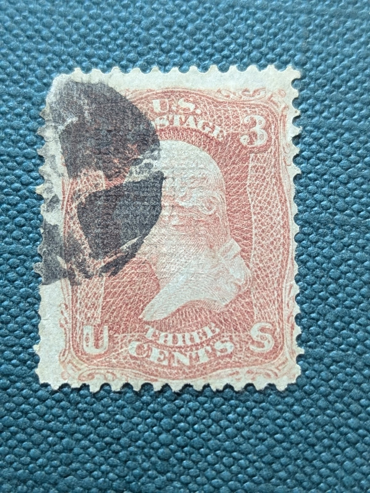 USA 1867 Washington 3¢ Rose "F" Grill Scott #94 VFU