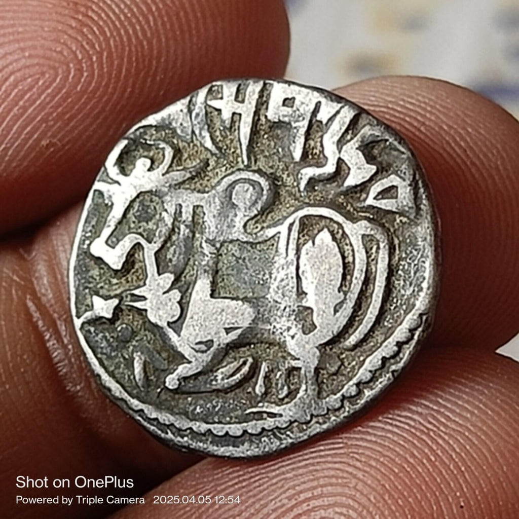 #N2#U7#Indian  Samanta Deva (850 AD) silver big flan coin. Superb grade Rare