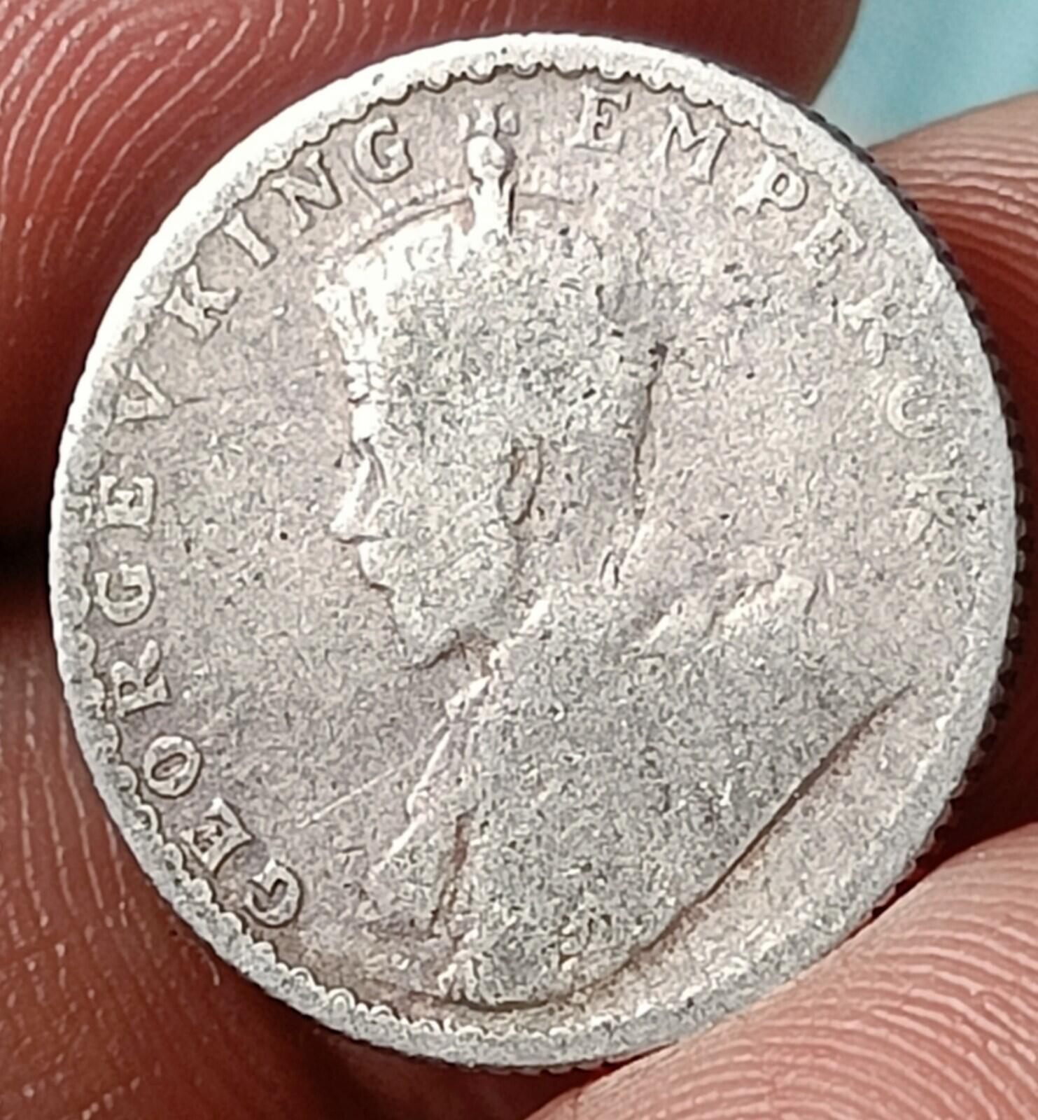 #P2# British India Colony 1915 Silver Quarter Rupee Coin of George V