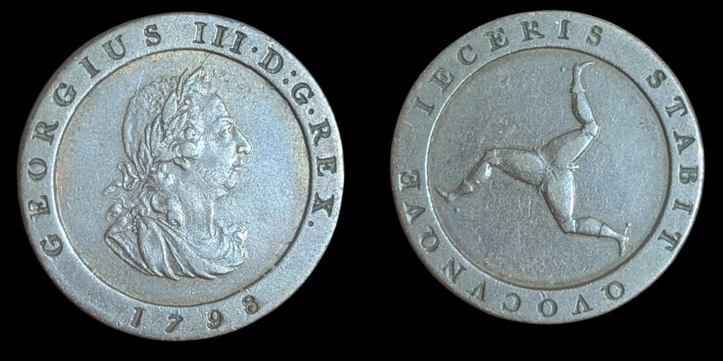 1798 George III Isle Of Man HalfPenny Colonial Small And Thick 10.6 Gr