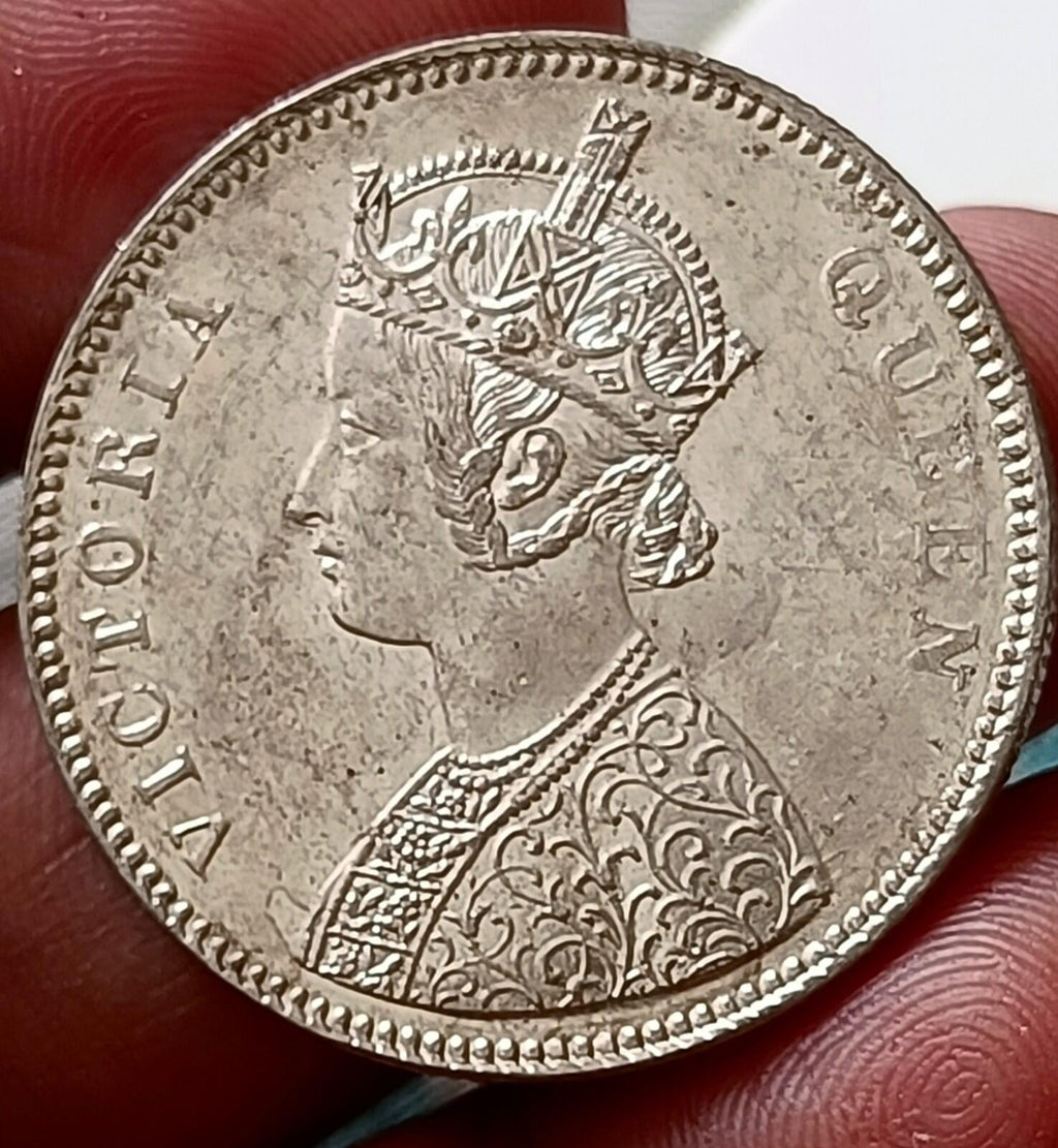 #Vo60#Victoria-British India Silver Rupee-1862-1/4 Dot Bombay briliant UNC Grade