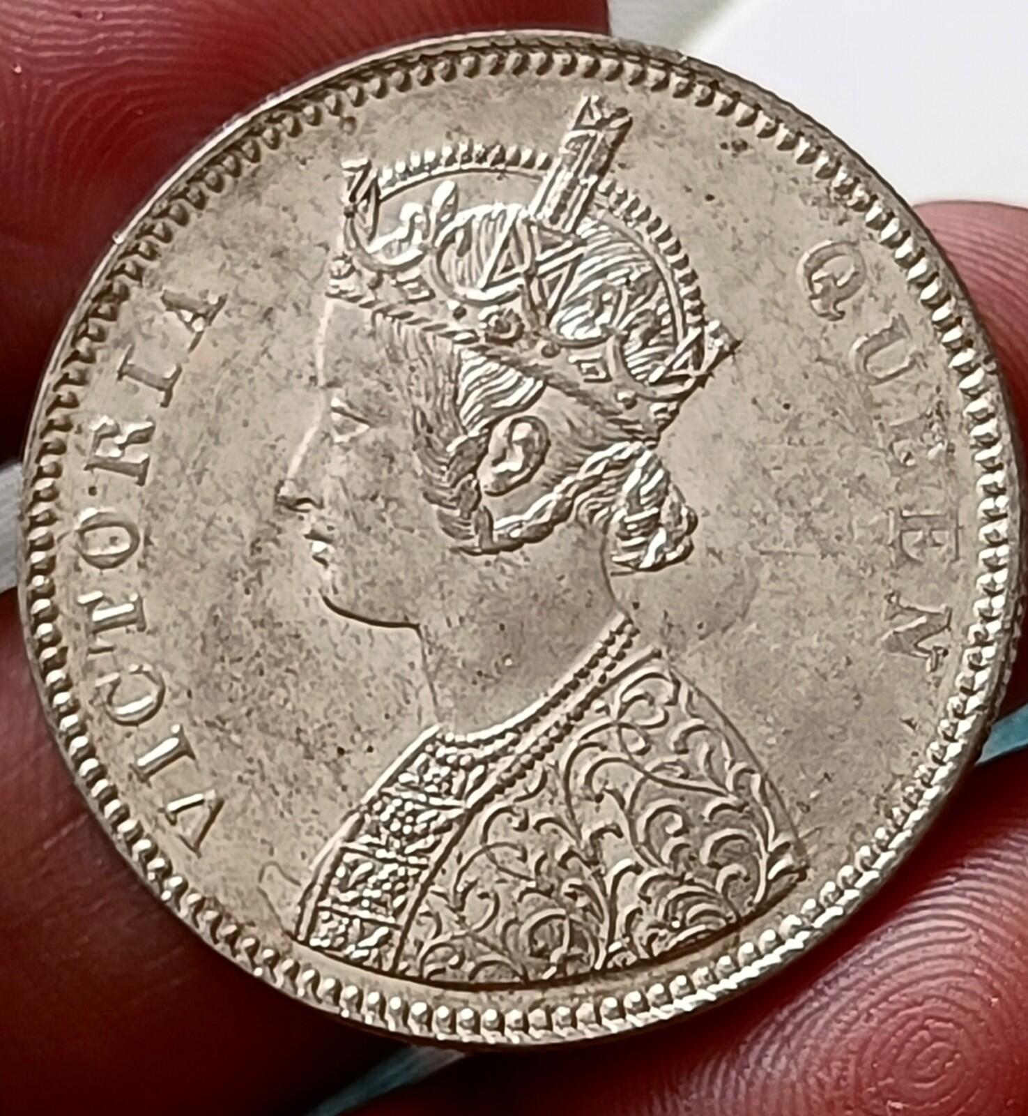 #Vo60#Victoria-British India Silver Rupee-1862-1/4 Dot Bombay briliant UNC Grade
