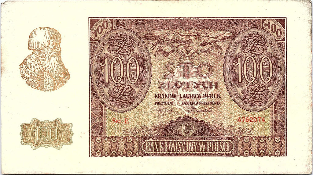 Poland 1940 100 Zlotych Banknote Circulated