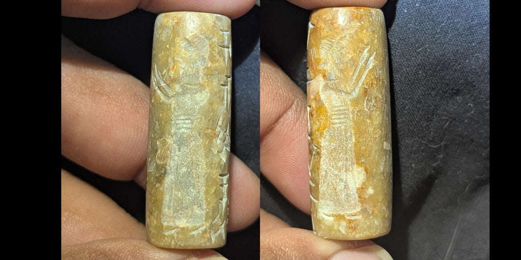 Agate Stone King Ancient Near Eastern  Cylinder Intaglio Bead