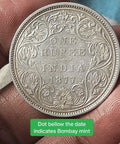 #M64#Victoria-British India colony-Silver Rupee-1877-Bombay Mint 11.6 gm
