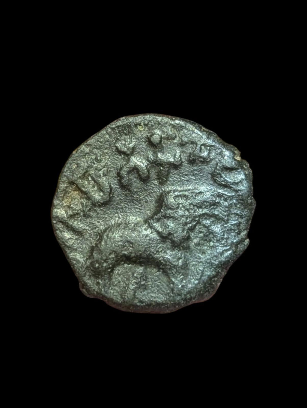 Ancient India Satavahana 1 BC Satakarni elephant potin coin one Karashapana