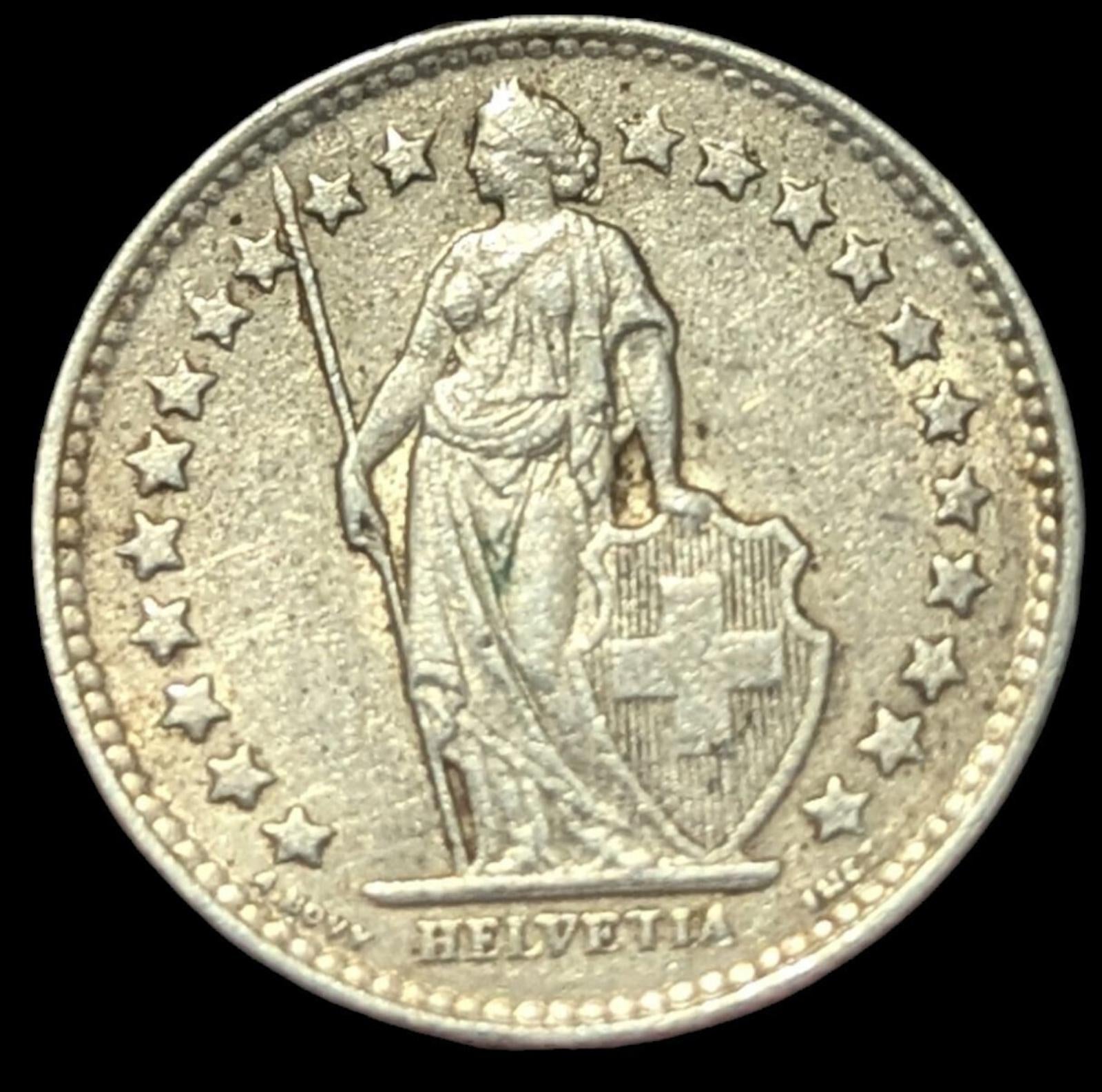 Pièce de 1/2 franc suisse en argent de 1944-B