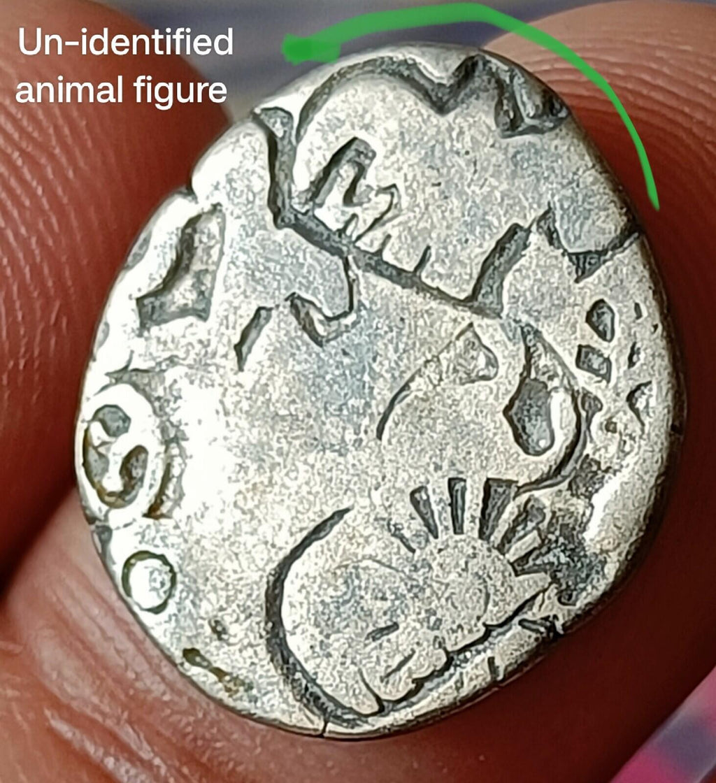 #AB10#India⭐INDUS Valley⭐ Mayuriyan Punch Mark Silver Coin SUN Symbols 300 BC