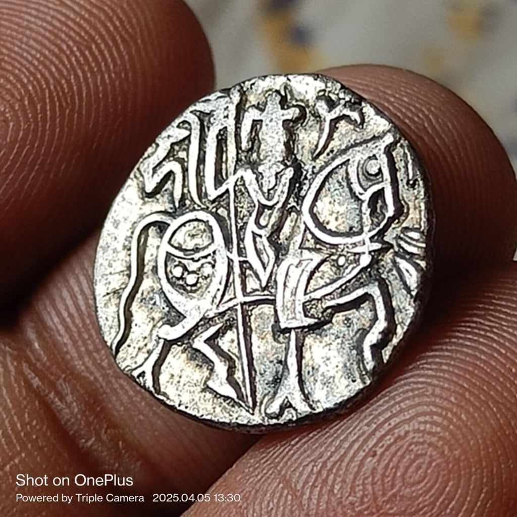 #N4#S9#Indian  Samanta Deva (850 AD) silver big flan coin. Superb grade Rare