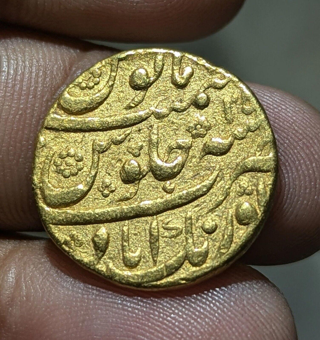 BEAUTIFUL  old Indian Mughal coin of Aurangzeb Gold mohur 11 gm Aurangabad mint