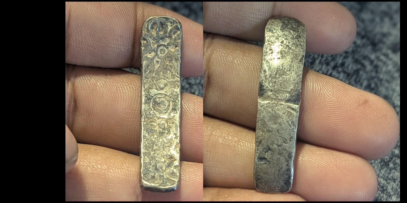 ⭐印度⭐. 古代犍陀罗国（GANDHARA JANAPADA）真品古老公元前600年弯曲银条币