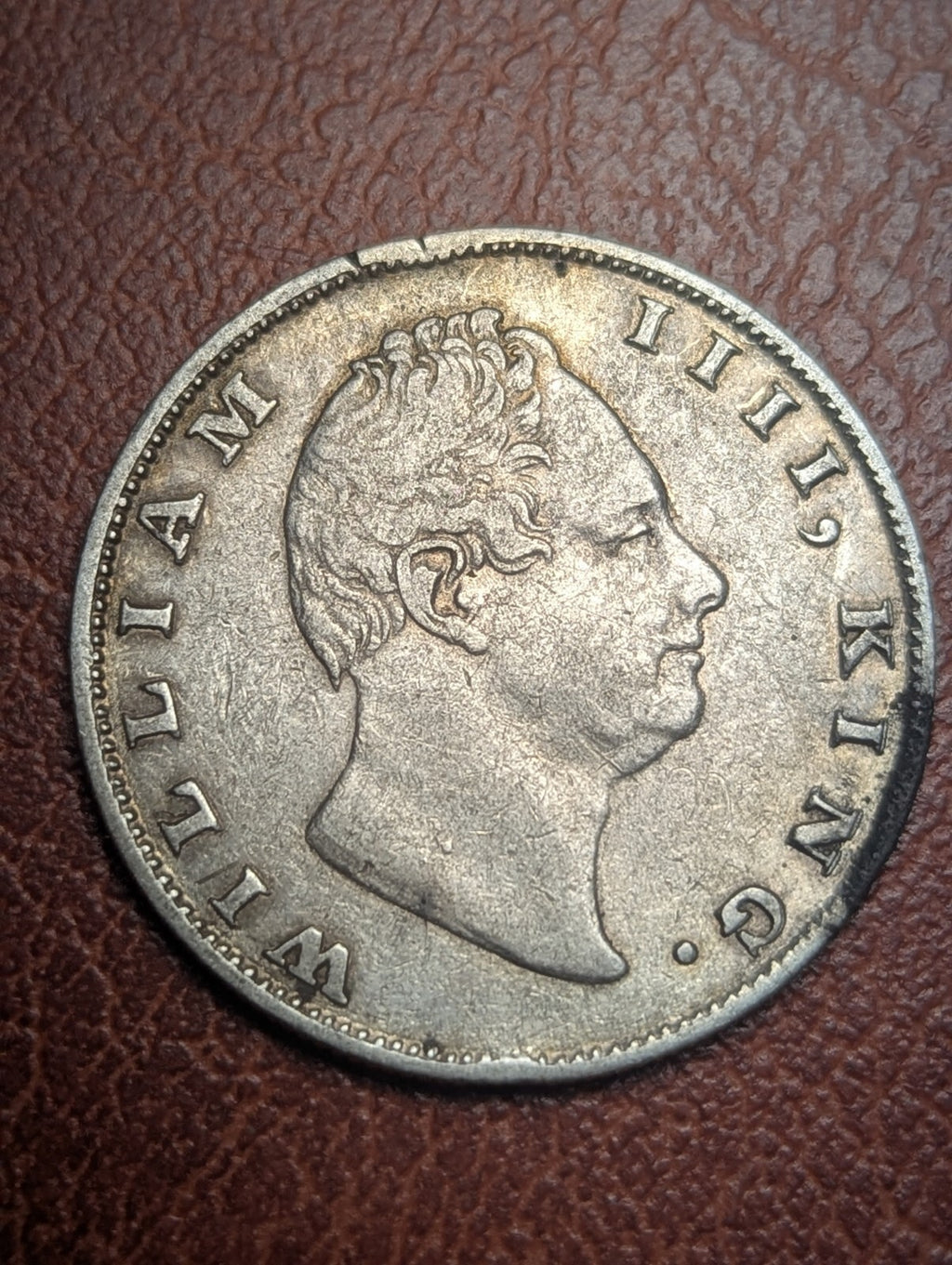 British East India Company 1835 silver Rupee of William rare F Incuse Chopmark