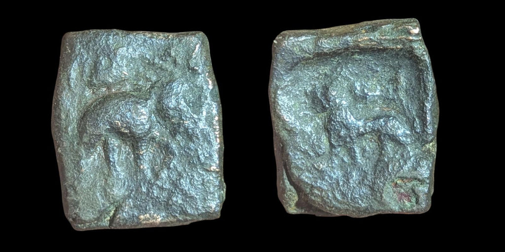 Ancient India Excellent grade Taxila  copper unit Lion-Elephant type Gandhara