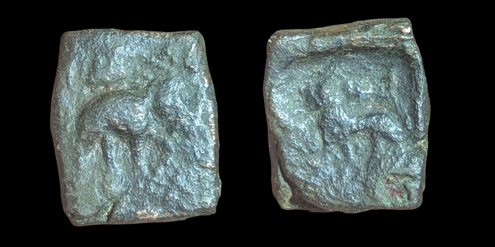 Ancient India Excellent grade Taxila  copper unit Lion-Elephant type Gandhara