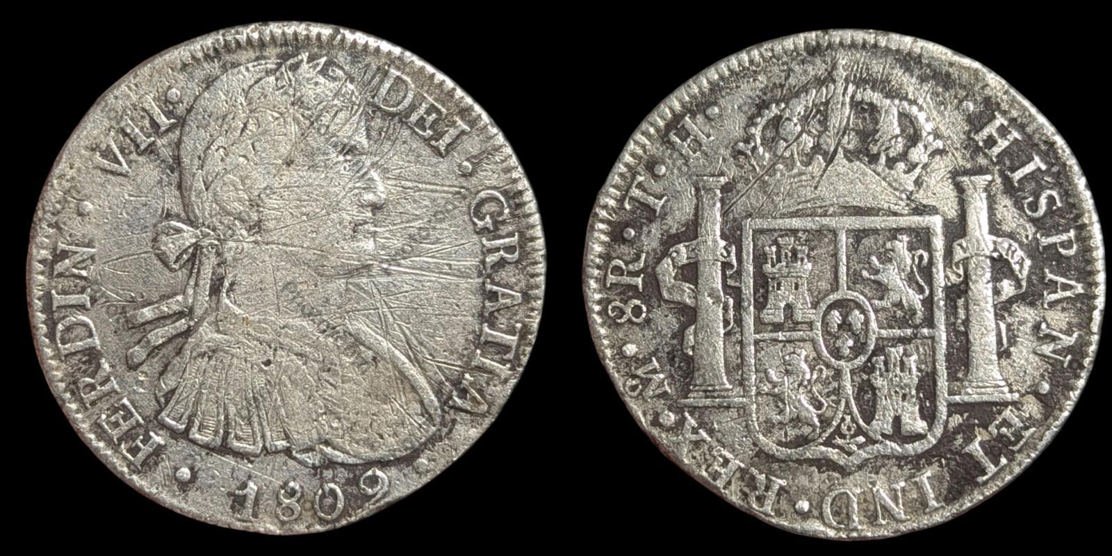 1809 Mo Mexico City 8 Reales Date Clé Meilleure Date .903 Argent Monnaie Mexicaine