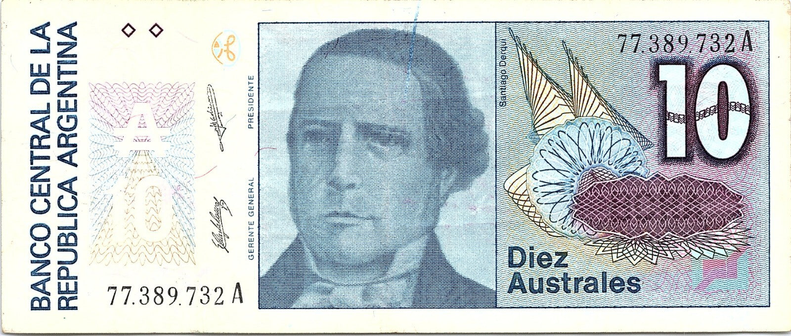 Argentina 10 Australes Salama-Machinea Scarce