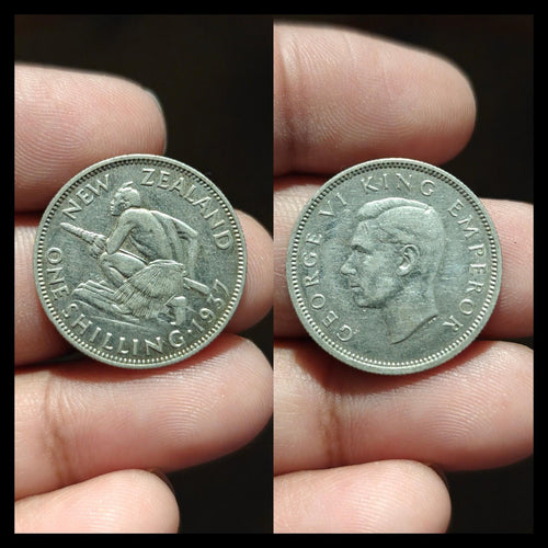 1937 New Zealand NZ One Shilling Silver Coin First Year Issue