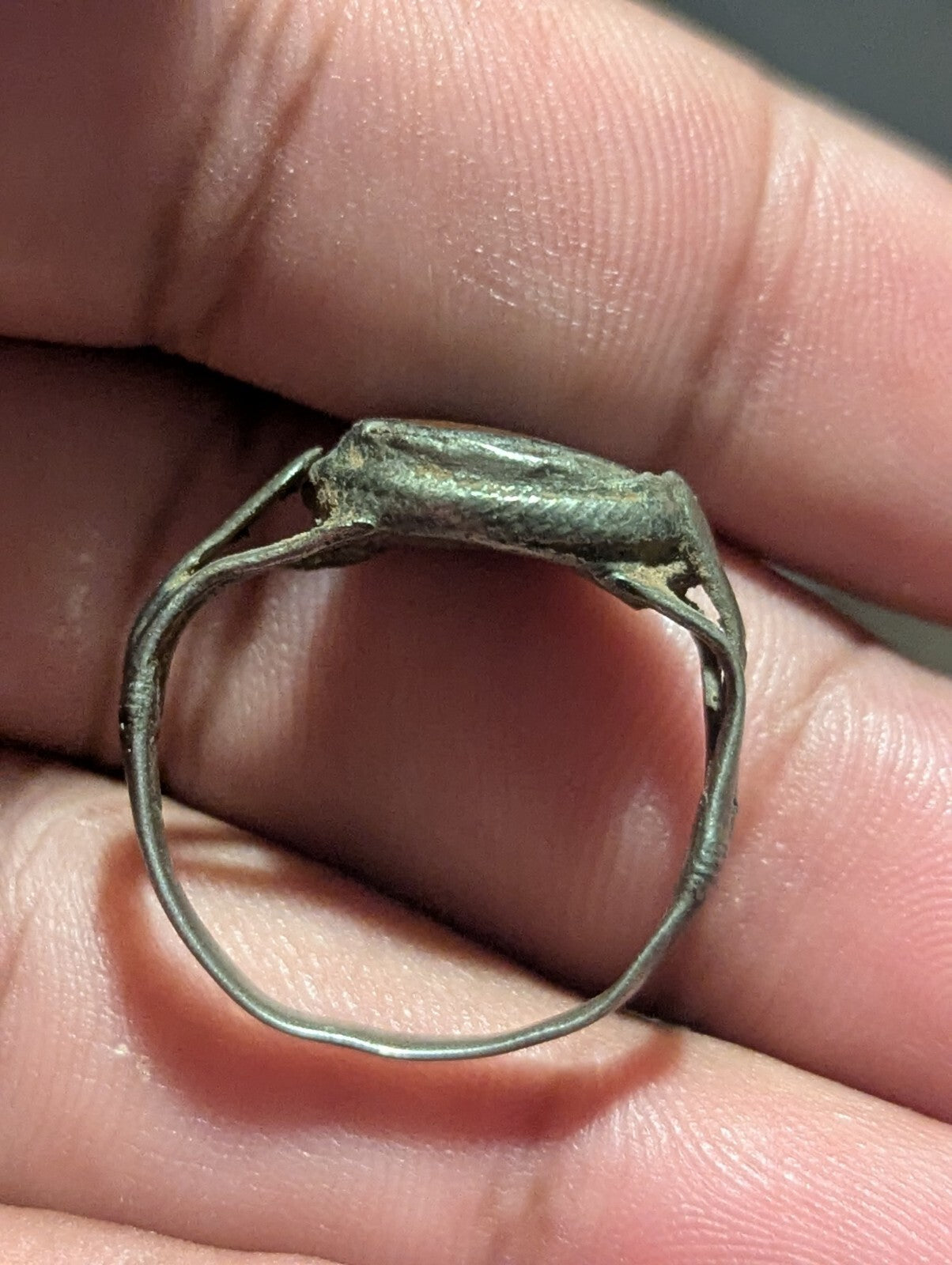 Vintage Blood Stone Ring Sterling Silver Intaglio Roman Size Unknown