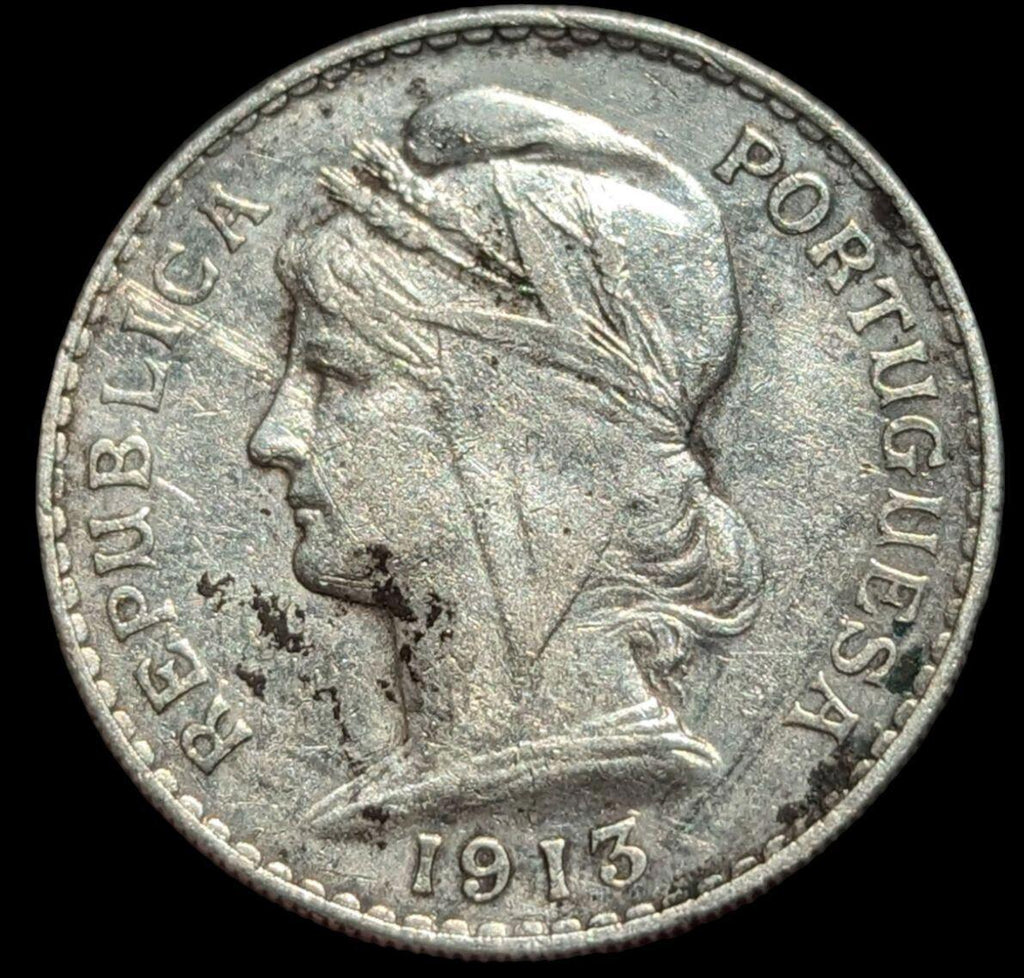 Portugal Liberty head REPUBLICA PORTUGUESA 50 Centimos 1913 rare silver coin