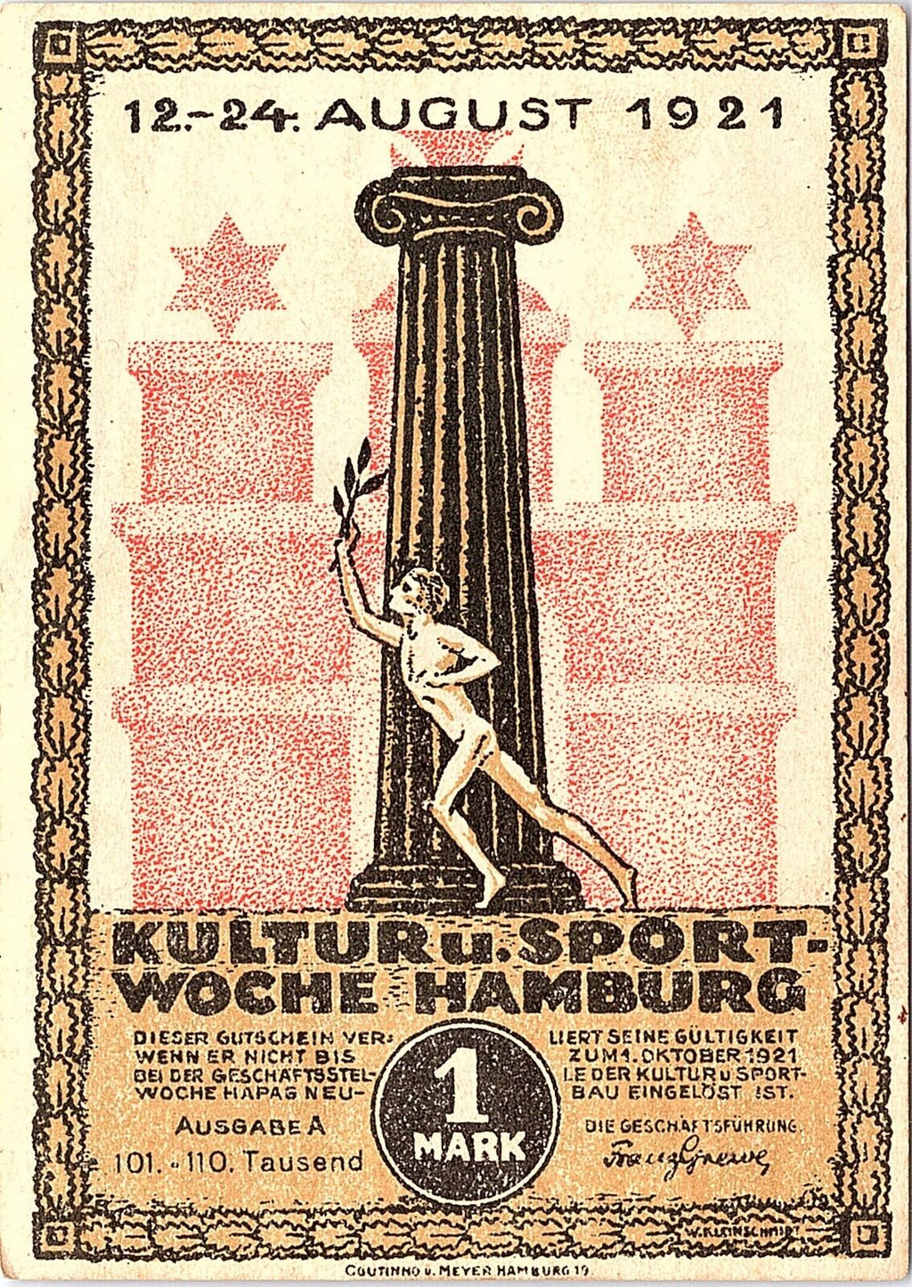 HAMBURG 1921 XX-RARE Series A 101-120 Thousand 1 Mark German Notgeld GM 539.2l