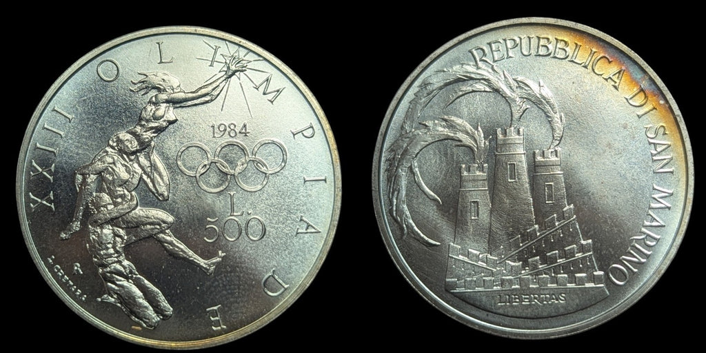 San Marino 500 Lire 1984 Summer Olympics Proof Only 15k Minted