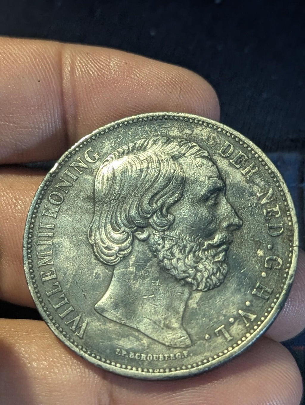 1873 Netherlands William III 2 1/2 Gulden .945 Fine Silver Coin KM# 82