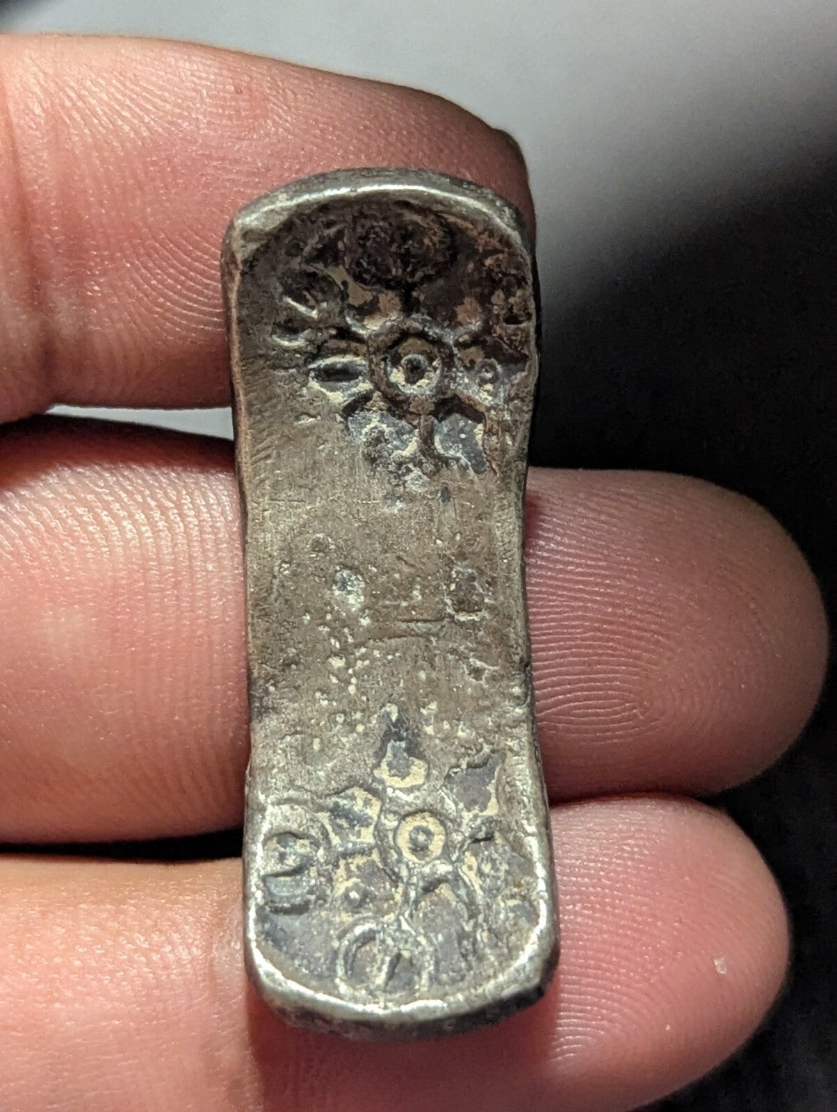⭐INDIA⭐. Ancient GANDHARA JANAPADA Authentic OLD 600 B.C Silver Bent Bar