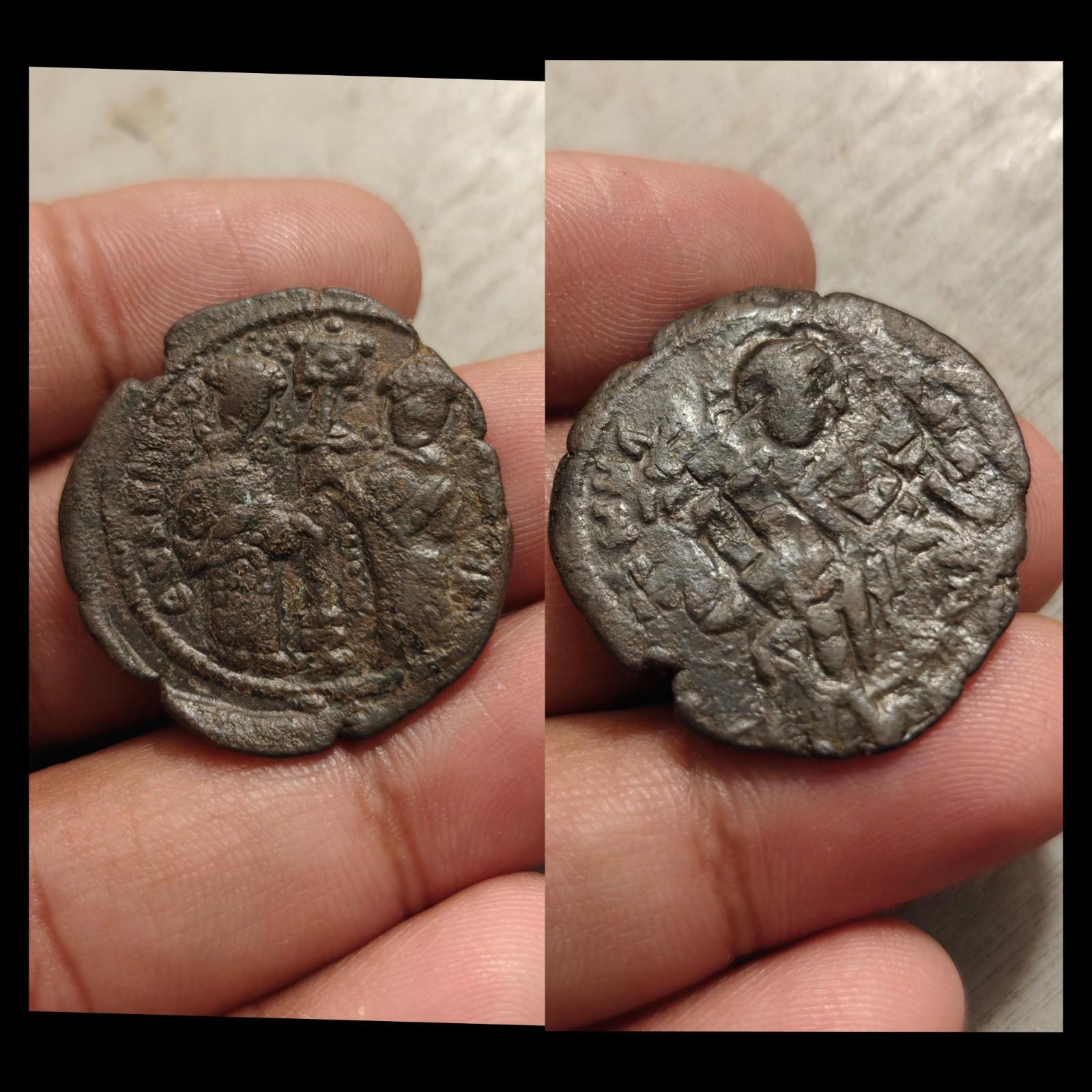 BYZANTINE. BRONZE  FOLLIS. CONSTANTINE X AND EUDOCIA, 1059-1067 AD. CHRIST%