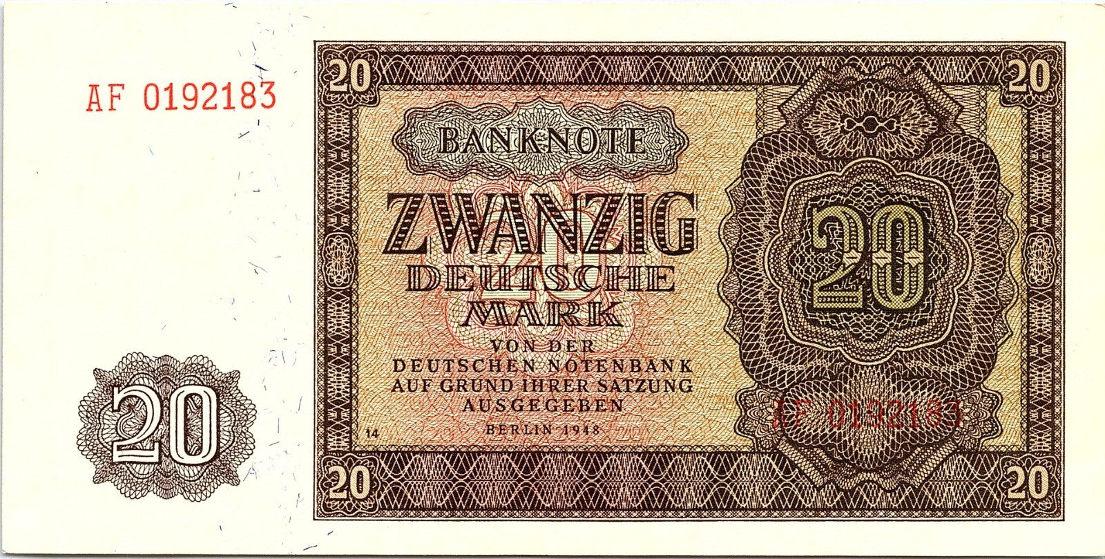 Germany - Democratic Republic, 20 Deutsche Mark, 1948 Better Grade