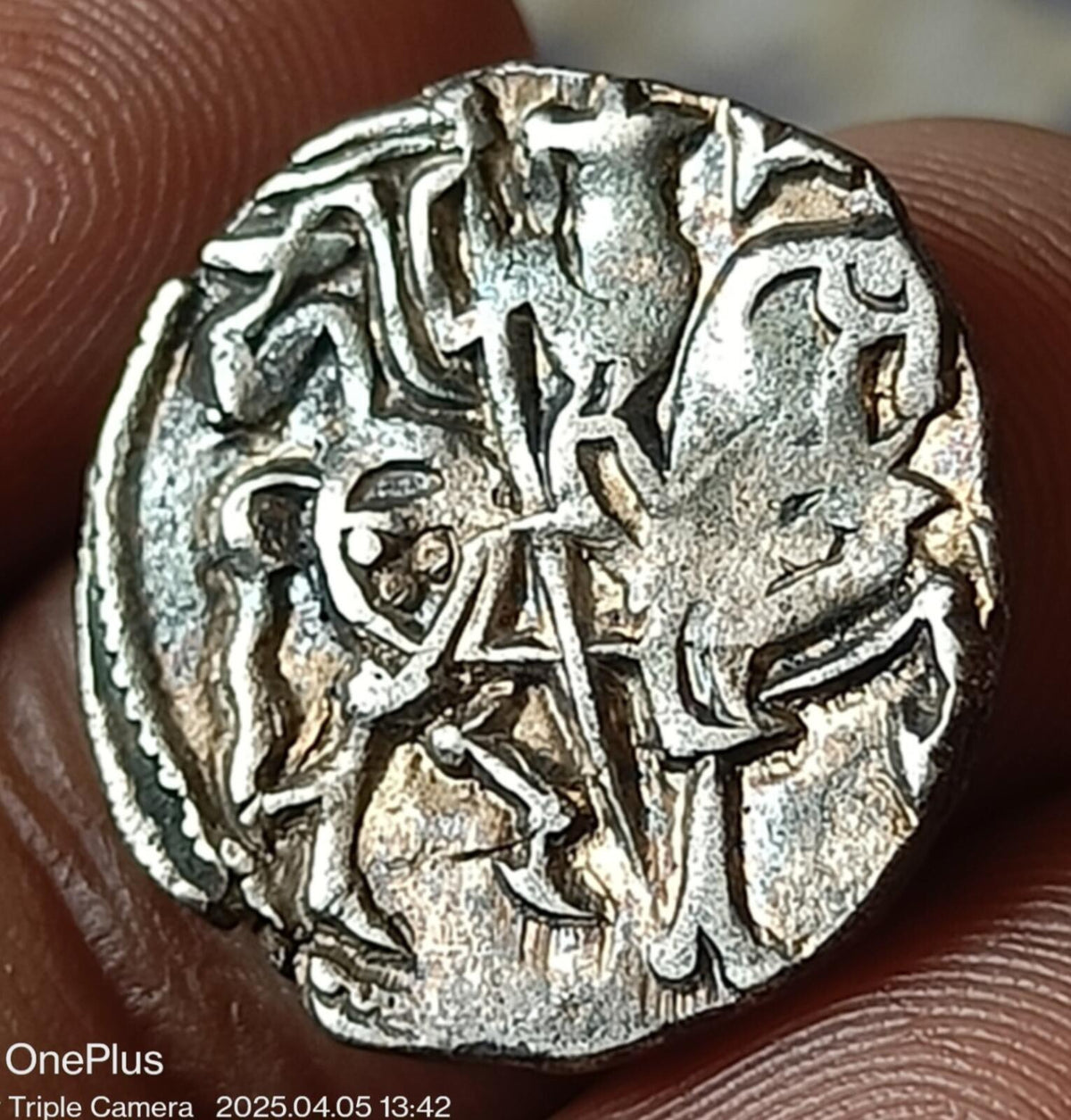 #N7#PD23#Indian Samanta Deva (850 AD) pièce en argent CHEVAL & TAUREAU. Belle qualité Rare