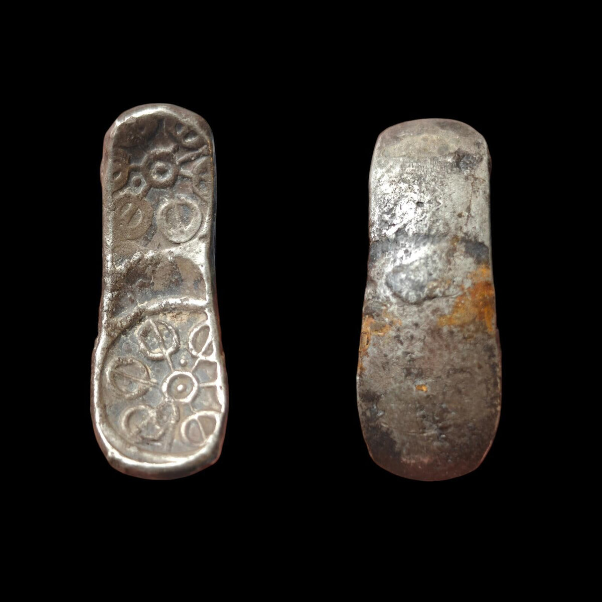 ⭐INDIA⭐. Ancient GANDHARA JANAPADA Authentic OLD 600 B.C Debased Coin Bent Bar.x