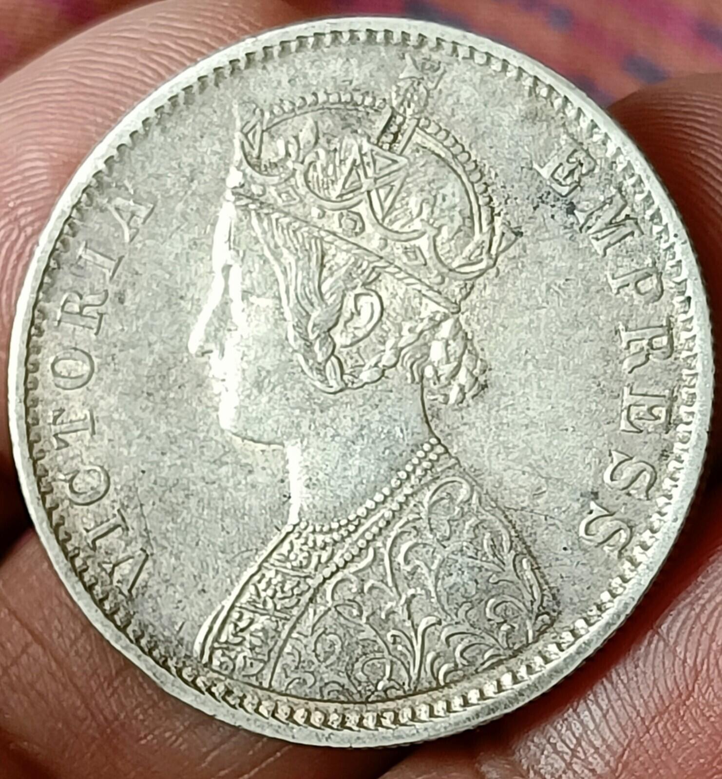 #F7#Victoria-British India Silver Rupee-1890-Calcutta Mint Nice grade