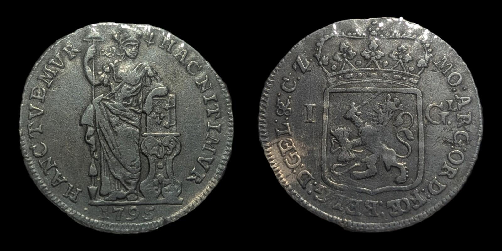 1795 Netherlands Gulden Batavian Gelderland Silver Coin Circulated Dutch