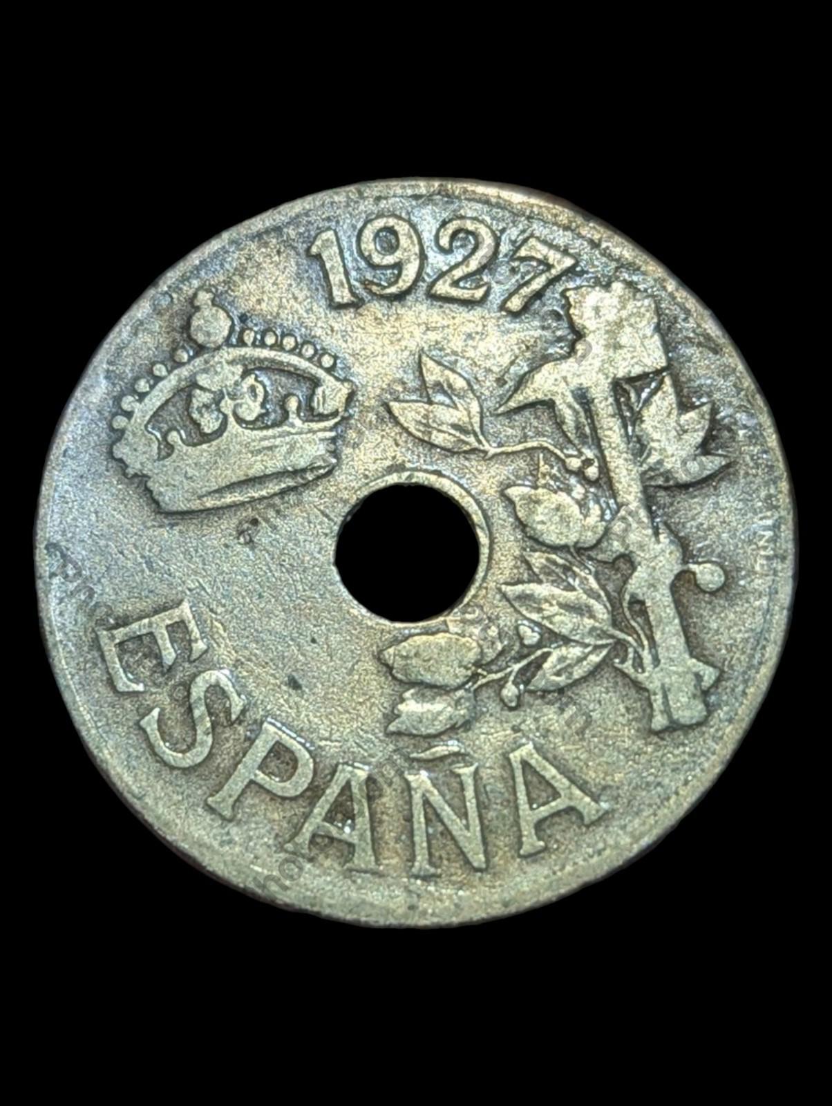 Pièce espagnole de 25 centimes, Espagne, 1927, vintage #2