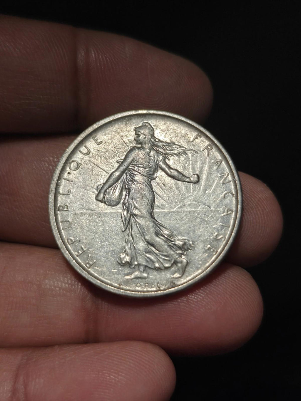 1963 FRANCE French LARGE with La Semeuse SOWER WOMAN Silver 5 Francs Coin21#