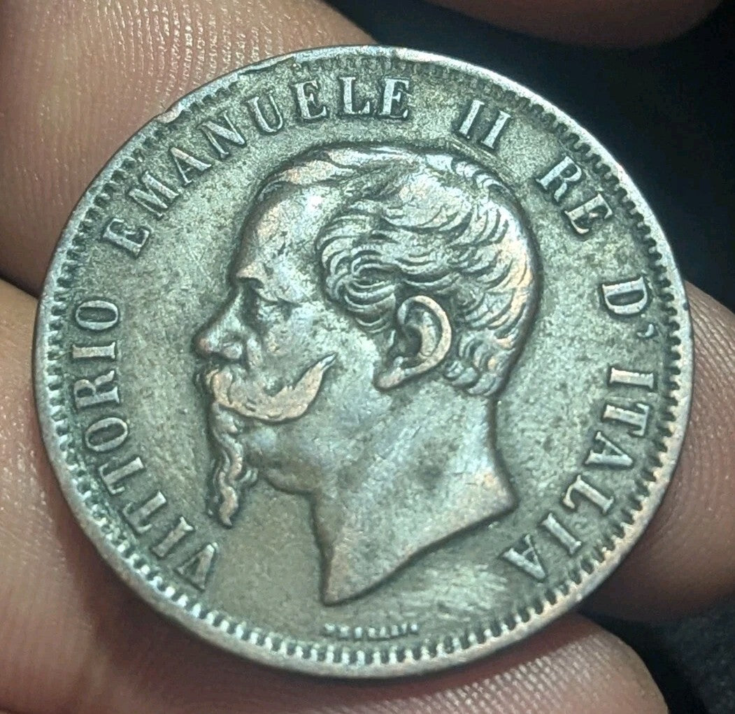 1867年都灵铸币厂意大利国王维托里奥·埃马努埃莱二世古董意大利10分硬币