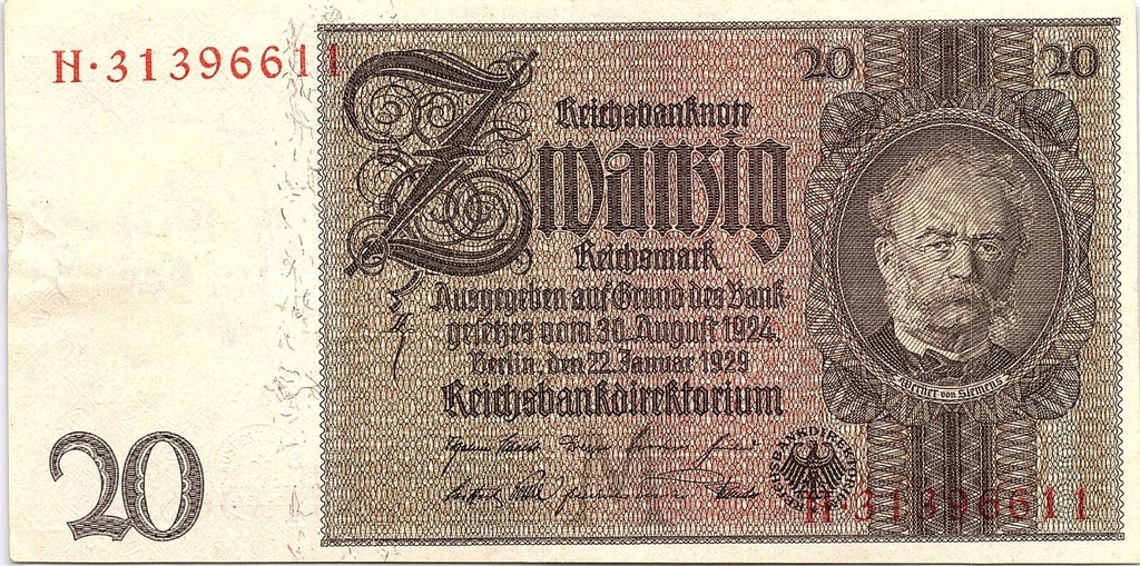Germany  20  Reichsmark  Berlin  22.1.1929  Series  Circulated Banknote