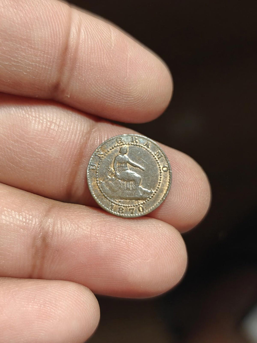 Espagne Provisoire 1 Centimo (1,01 gramme) 1870 Barcelone OM Superbe Grade