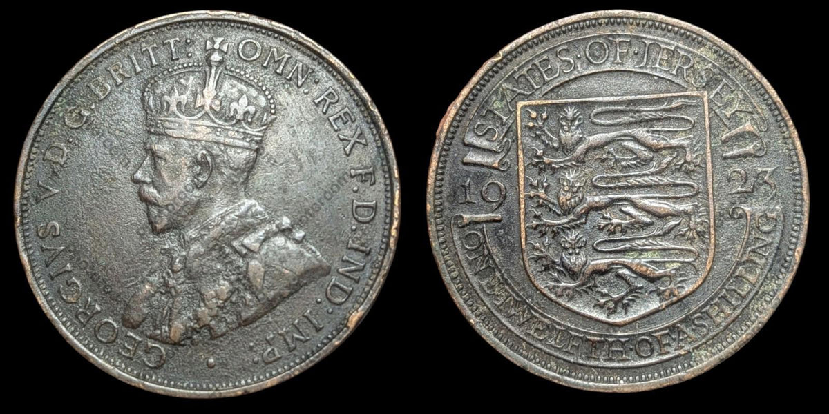 1923 STATES OF JERSEY - 1/12 SHILLING - BRONZE - George V Wow Grade
