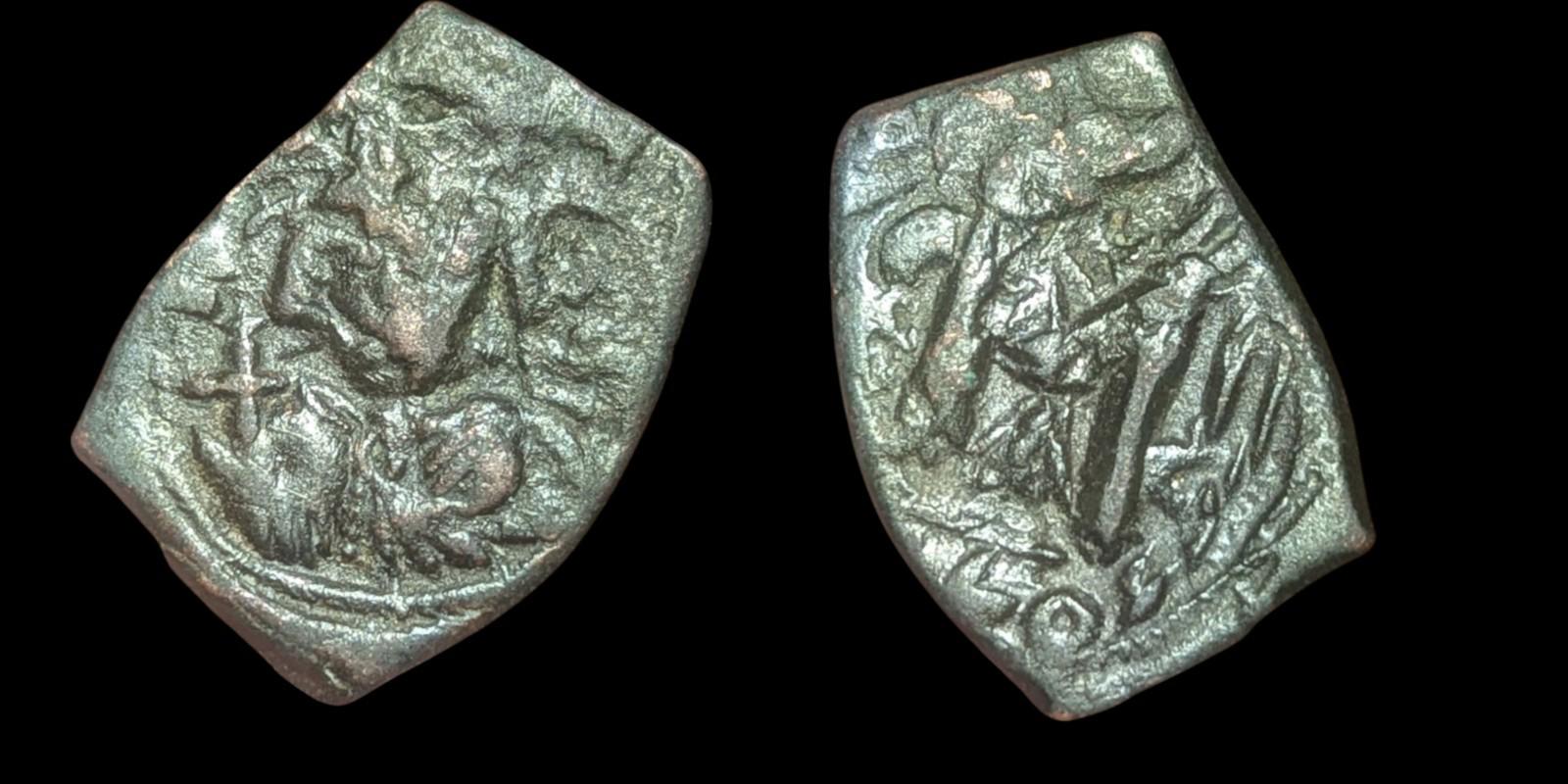 Islamic ARAB Byzantine UMAYYAD, time of Abd al-Malik, Æ Fals circa 685-690's AD