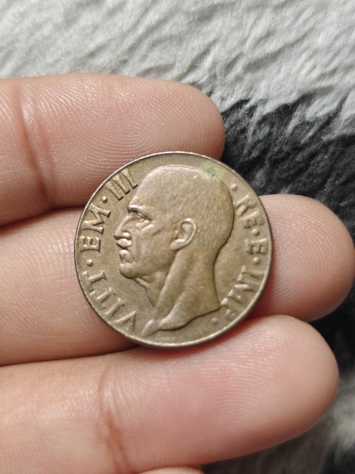 ITALY Vittorio Emanuele III 1943 R 10 CENTESIMI, WWII COIN