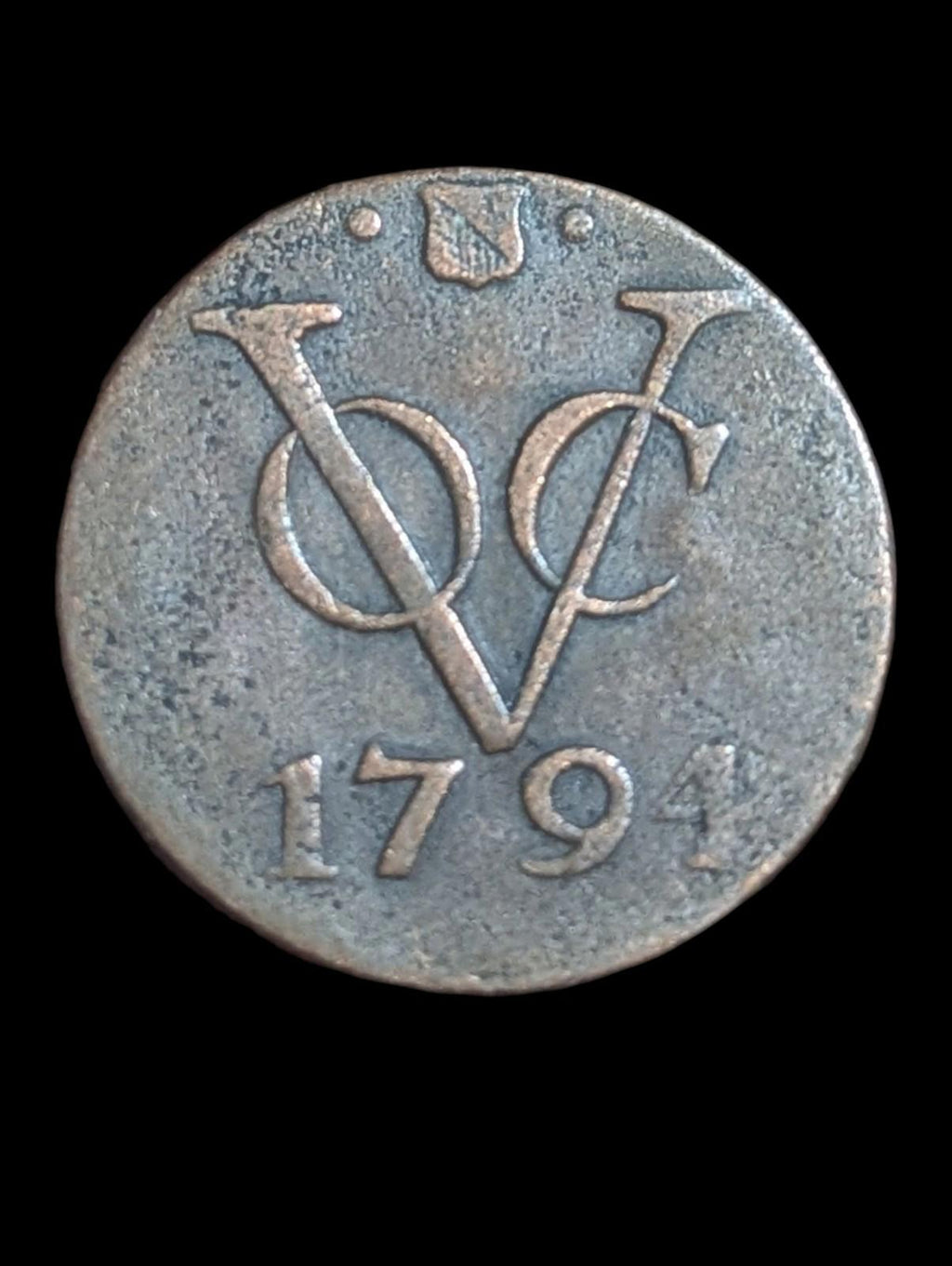 1794 VOC 1 Duit Utrecht Pays-Bas Utilisation coloniale Pré-pièce de New York