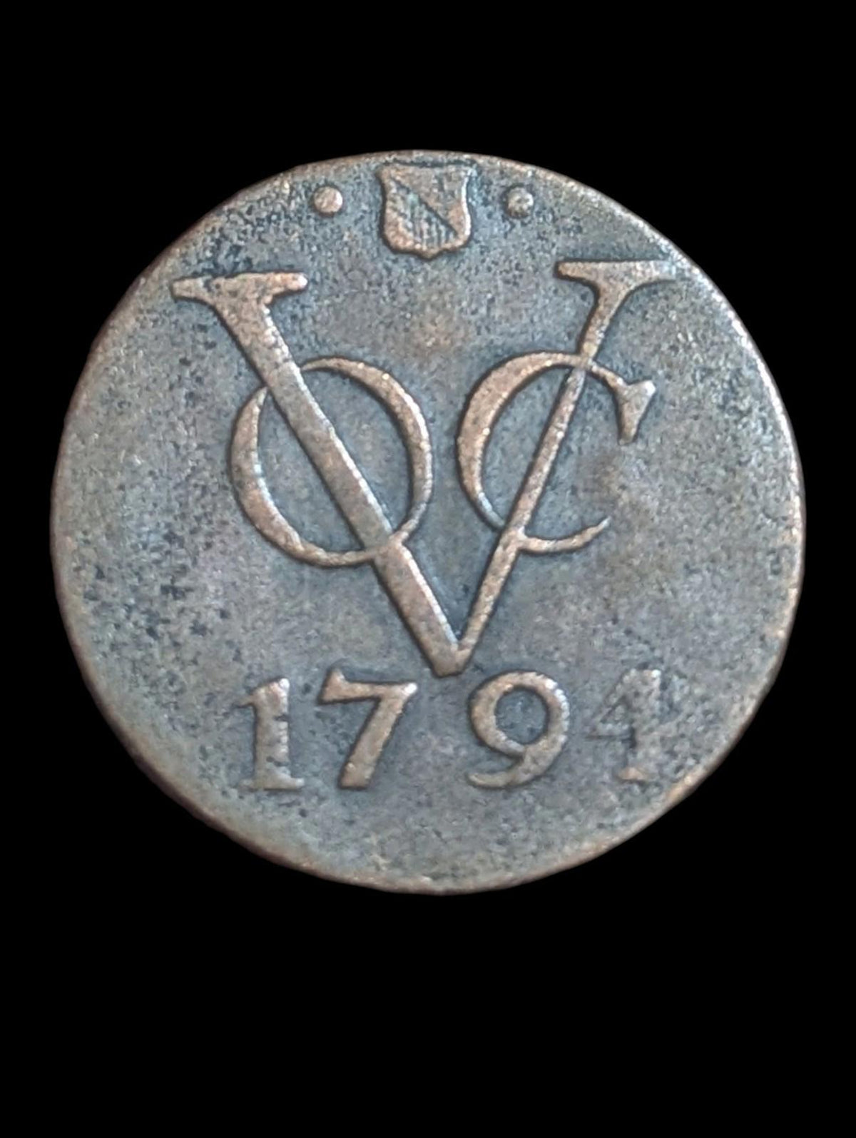 1794 VOC 1 Duit Utrecht Pays-Bas Utilisation coloniale Pré-pièce de New York