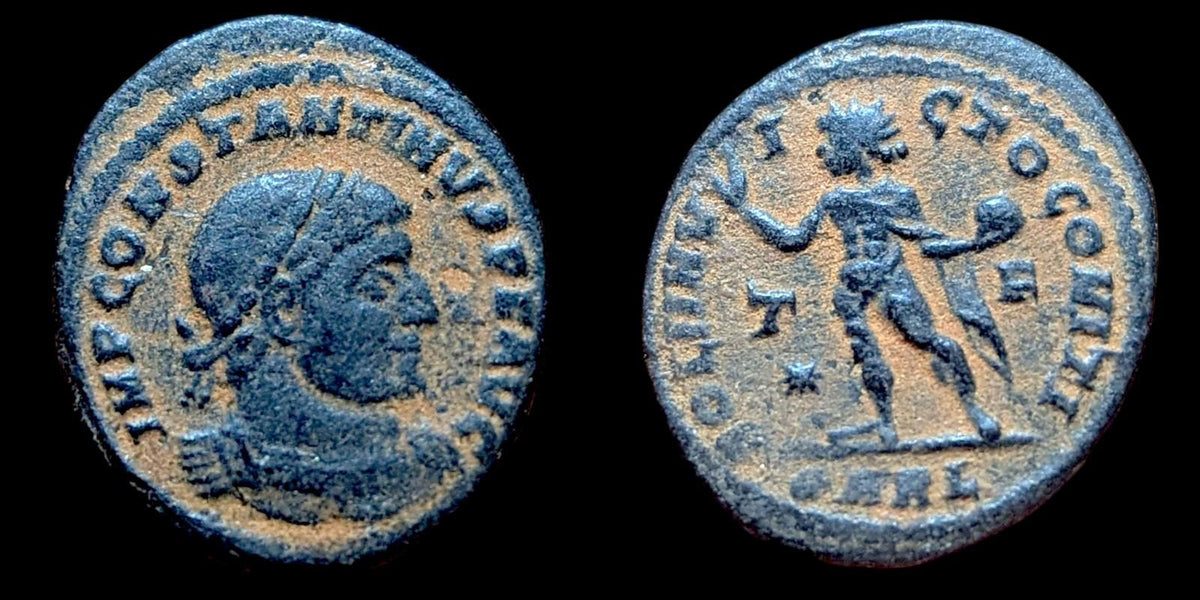 Constantine I Follis Lovely PARL Arle T-F Sol Roman Coin Arles Mint
