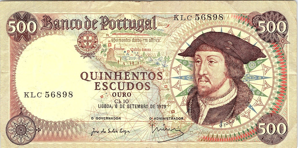 Portugal  500  Escudos  6.9.1979 Series  KKD Circulated Banknote