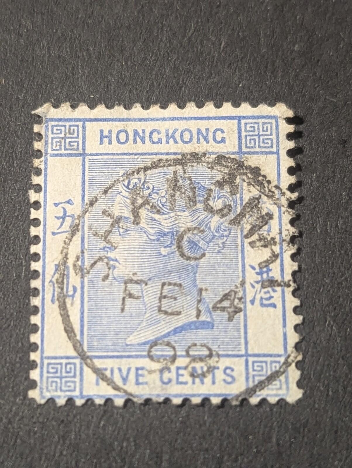 HONG KONG 1882/1902 - QV VICTORIA 5c. WM CROWN+CA -  SC. 40,  Used Rare