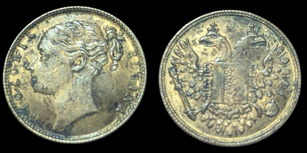 Antique Token, Double Headed Eagle. Coat of Arms. Jeton Medal. Good Luck.