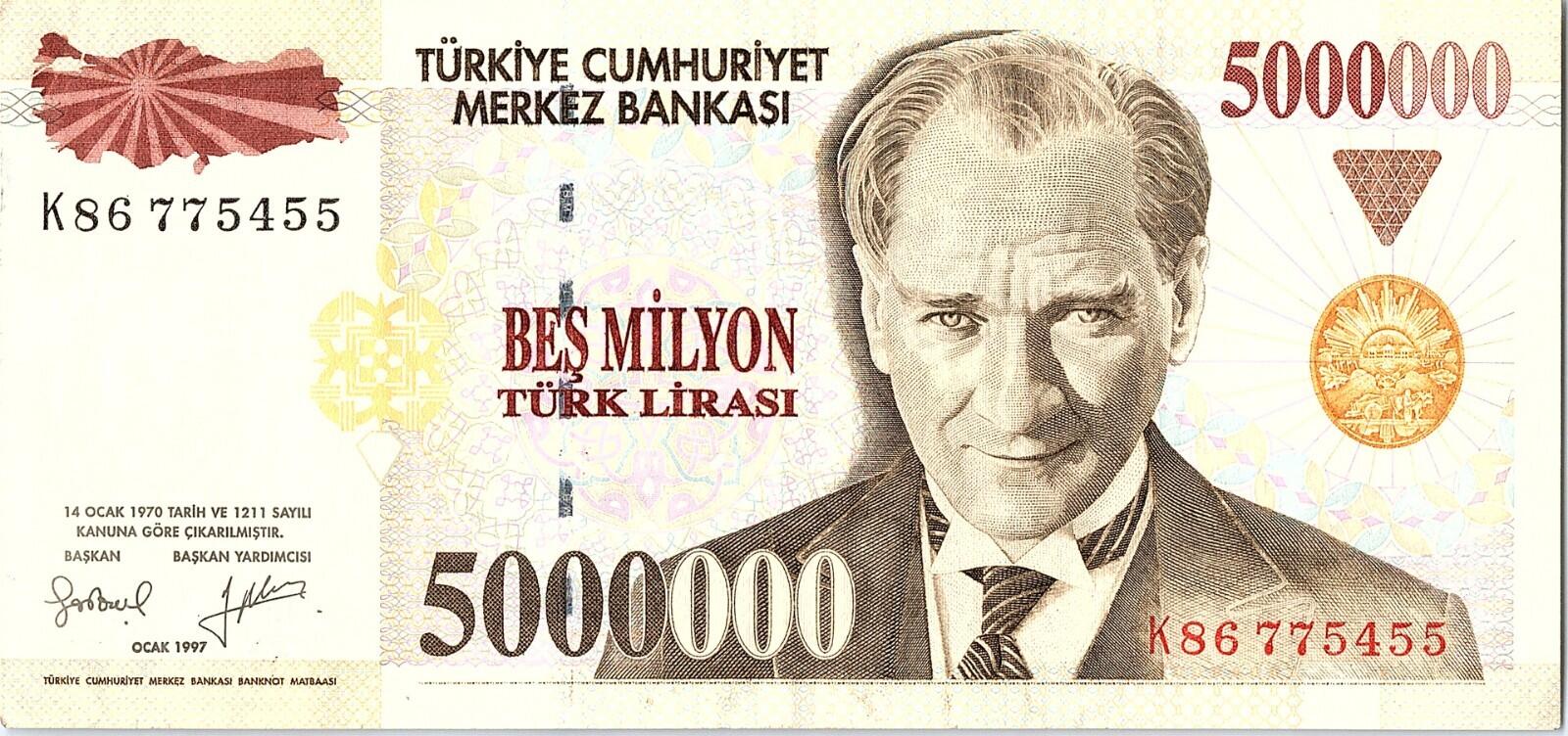TURKEY - 5.000.000 LIRA 1997 Circulated